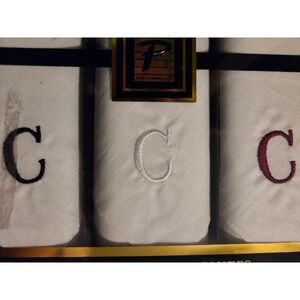 Paris Accessories Mens 3 Pack Handkerchiefs Initial C White Cotton Vintage 1999